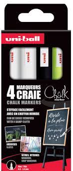 Etui met 4 Uni-ball chalk krijtmarkers met conische punt fijn