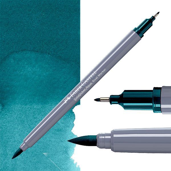 Faber-Castell Goldfaber aqua dual markers - 158 deep cobalt green