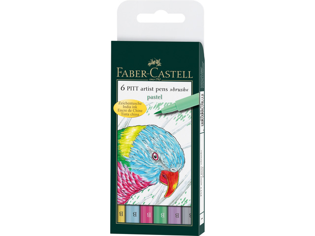 Faber-Castell Pitt artist pens brush - set 6 pastel