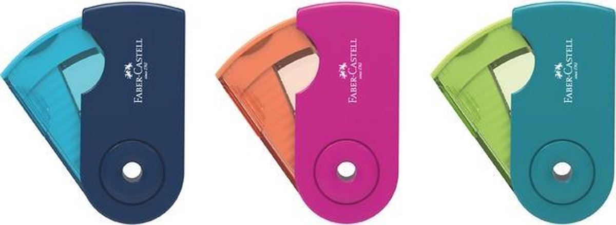 Faber-Castell sleeve puntenslijper mini - turkoois, blauw of roze