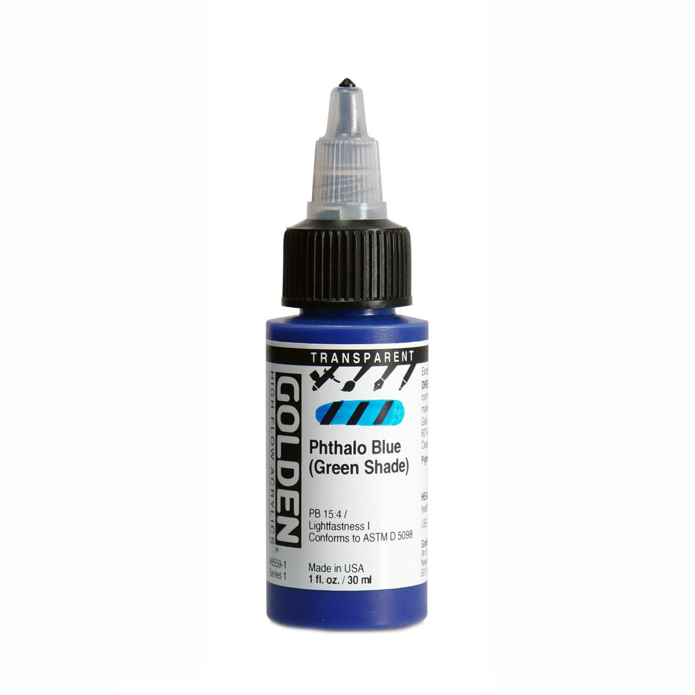 Golden high flow acrylics 30ml – S1 – 8559 phthalo blue (green shade) - transparant