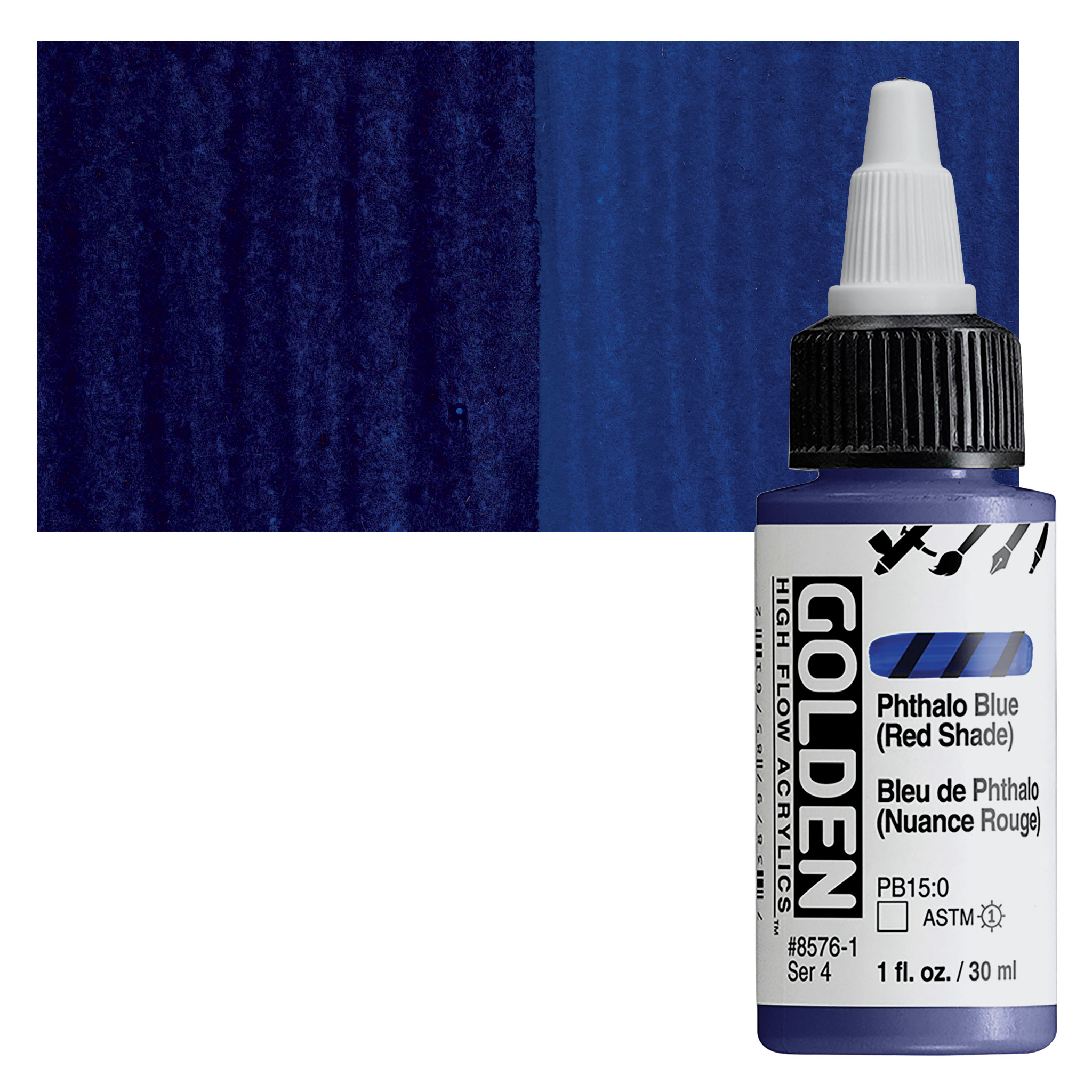 Golden high flow acrylics 30ml - S4 - 8576 phthalo blue (red shade)