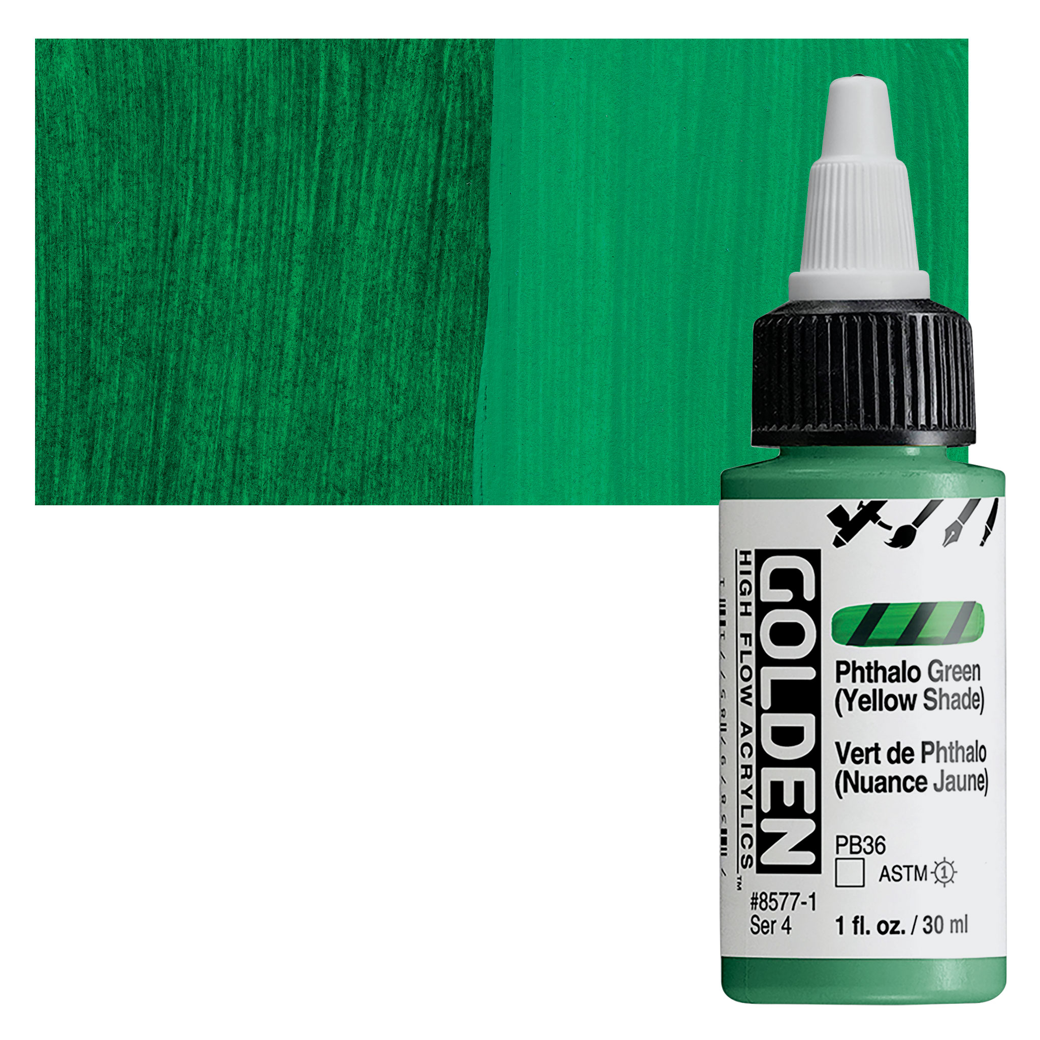 Golden high flow acrylics 30ml - S4 - 8577 phthalo green (yellow shade)