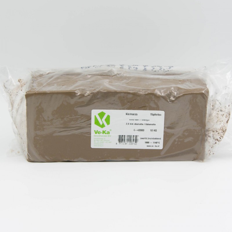 Klei Ve-Ka K42000, grove chamotte donker bruin-zwart 10kg - alleen afhalen Veenendaal