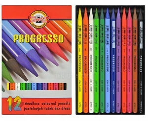 Koh I Noor Progresso houtvrije kleurpotloden - set 12