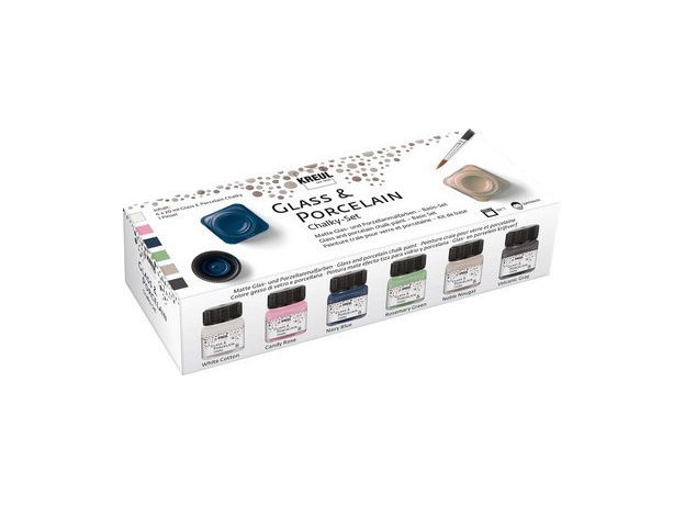 Kreul glass & porcelain chalky set 6x20ml met penseel