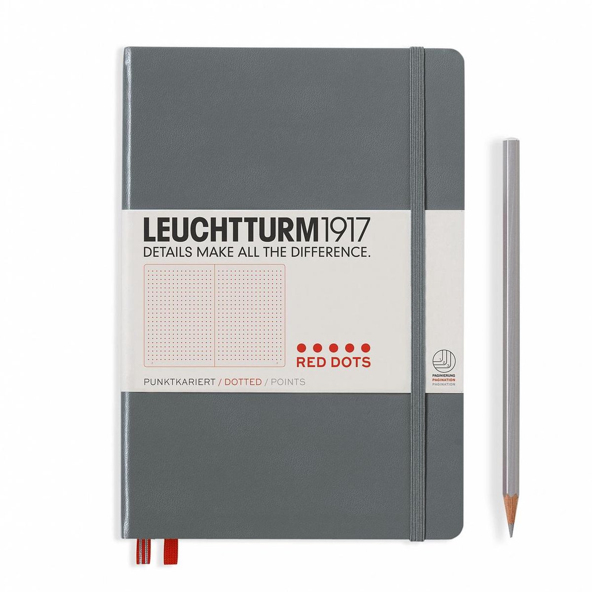 Leuchtturm1917 medium red dotted anthracite