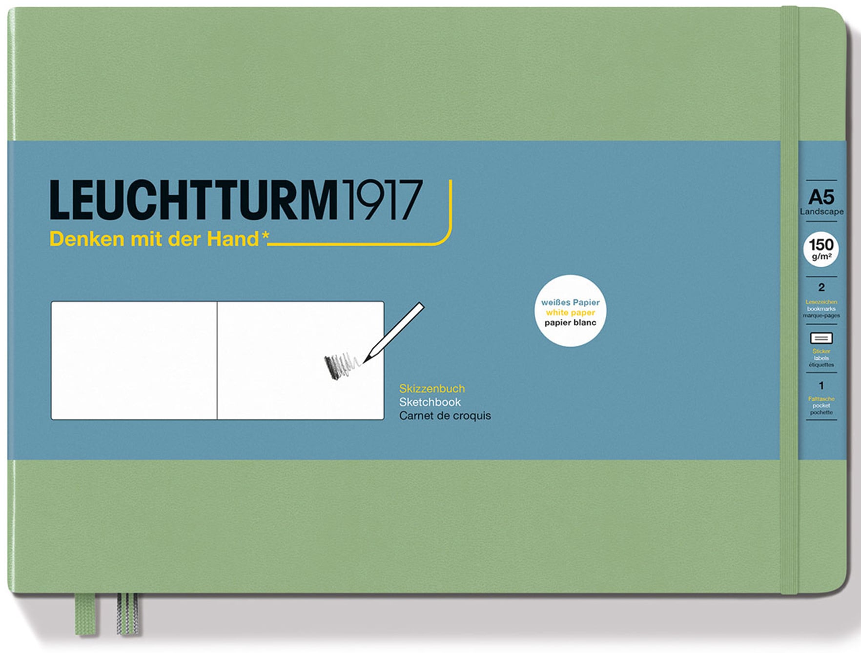 Leuchtturm1917 Sketch book 150gr medium landscape - sage