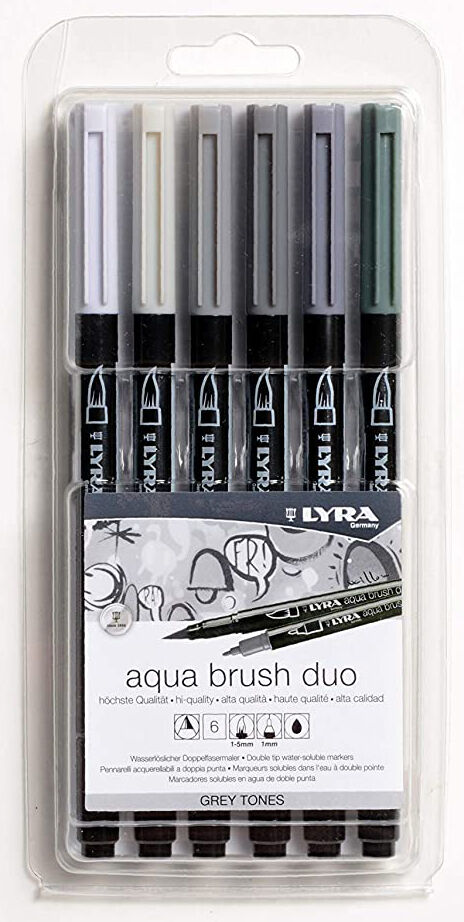 Lyra aqua brush duo - set 6 grey tones