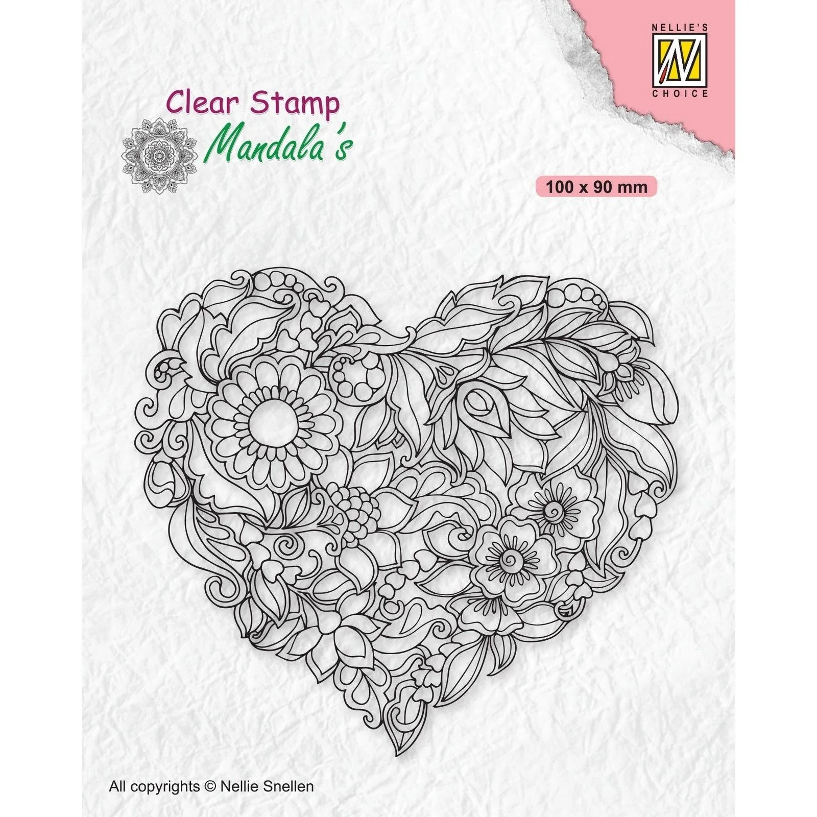 Nellie's choice clearstamp - Mandala Flower Heart