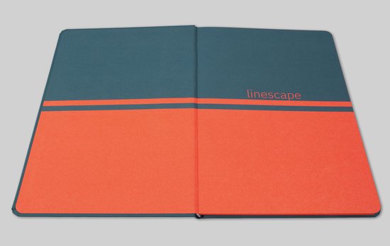 Notitieboek Linescape A5 - hardcover - blauw/papaya