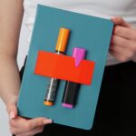 Notitieboek Linescape A5 - hardcover - blauw/papaya