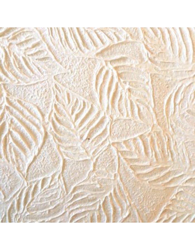 Olino Mulberry papier met bladerpatroon in relief - 10 ivoor/wit