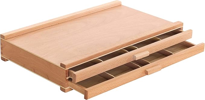 Pastelkist hout - 2 lades