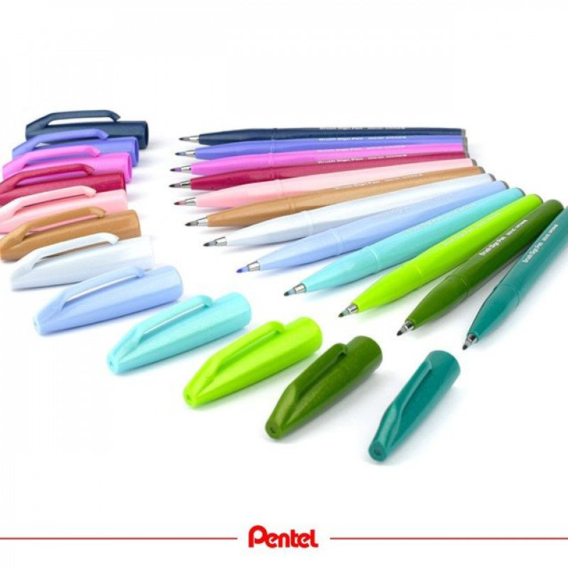 Pentel Brush Sign SES15C 12 Set Pastel Colours