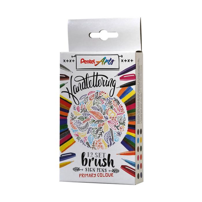 Pentel Brush Sign SES15C 12 Set Primary Colours