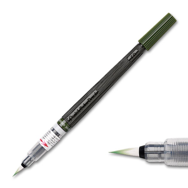 Pentel Penseelstift incl. vulling olijfgroen