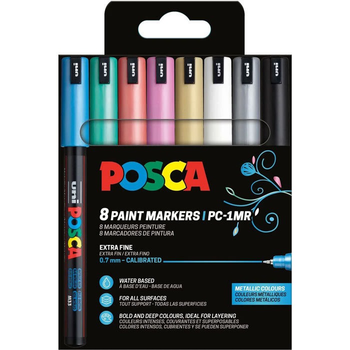 Posca acrylmarker - PC-1MR set 8 metallic