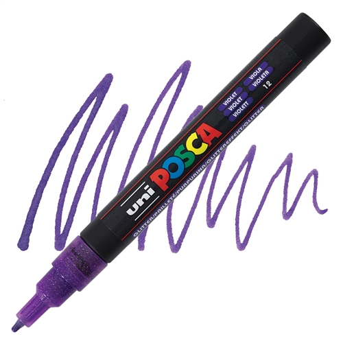 Posca acrylmarker - PC-3M 0.9-1.3mm - 12 glitter paars