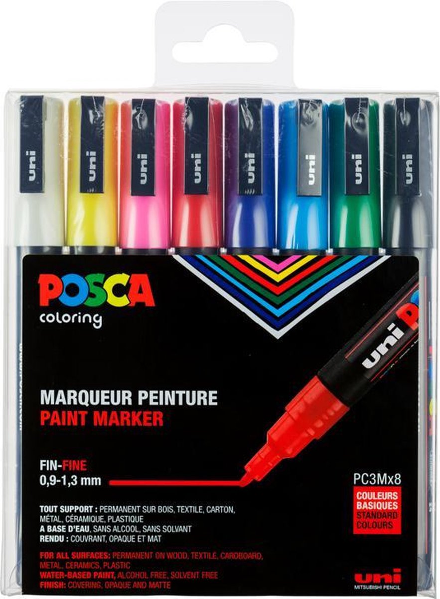 Posca acrylmarker - PC-3M 8 basis
