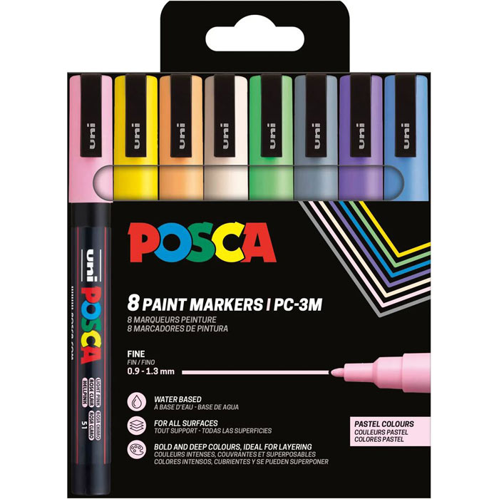 Posca acrylmarker - PC-3M - 8 pastel