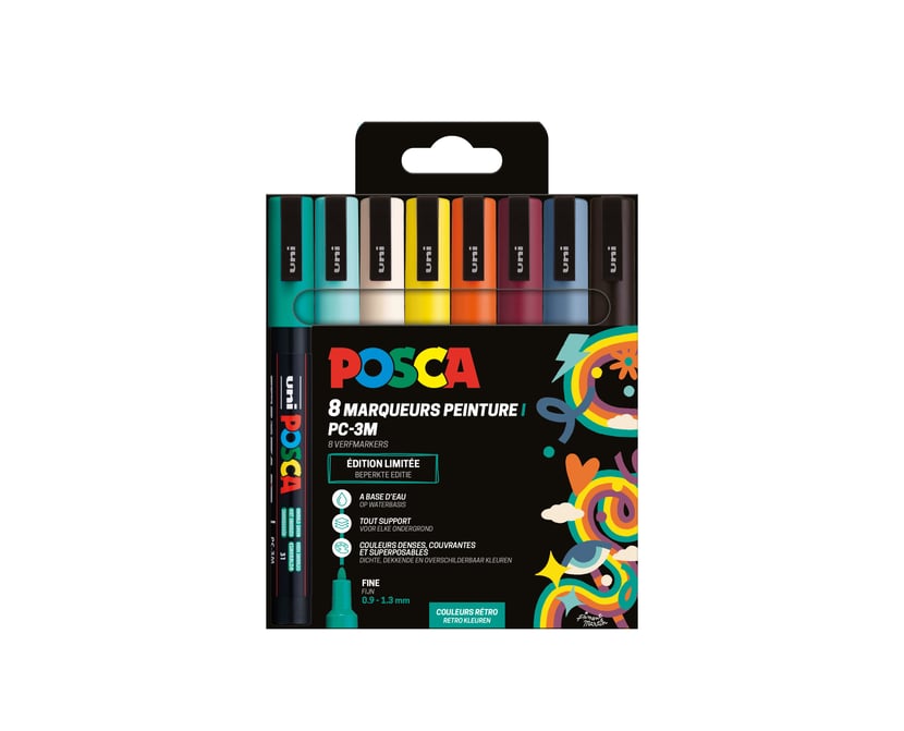Posca acrylmarker - PC-3M - 8 Retro limited edition