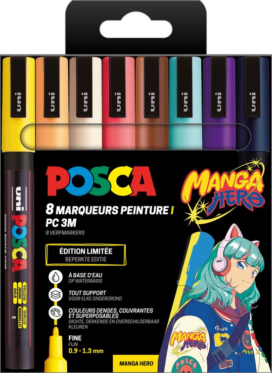 Posca acrylmarker - PC-3M - set 8 manga - limited editon