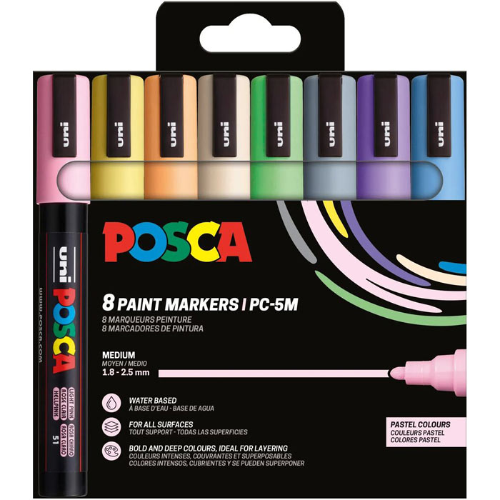 Posca acrylmarker - PC-5M 8 pastel