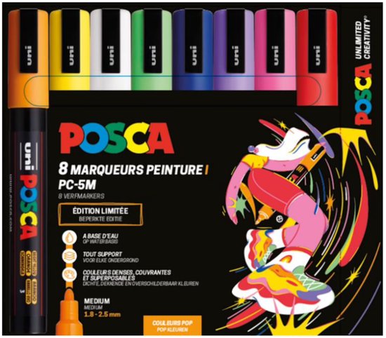 Posca acrylmarker - PC-5M 8 POP limited edition