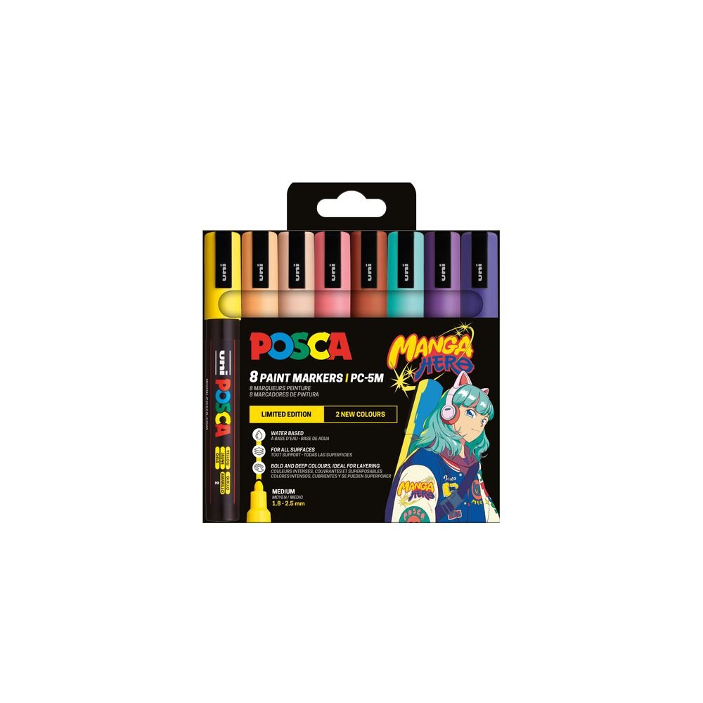 Posca acrylmarker - PC-5M set 8 manga - limited edition