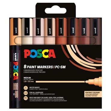 Posca acrylmarker - PC-5M set 8 portret kleuren