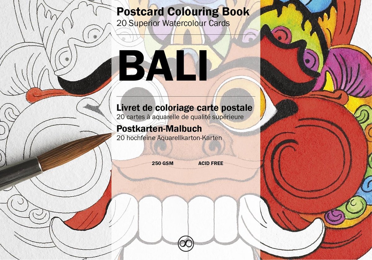 Postcard colouring book - Bali