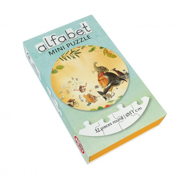 Puzzel rond 32 stukjes: Alfabet olifant en orka, Charlotte Dematons