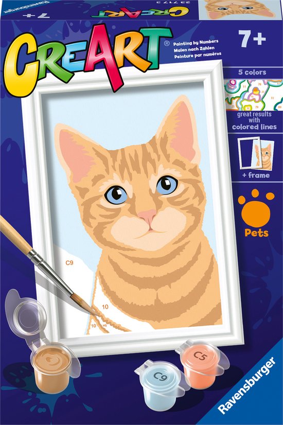 Ravensburger schilder op nummer - 8.5 x 12 - 7+ oranje kater