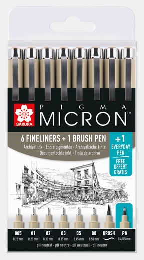 Sakura pigma micron - set 6 + brushpen + PN pen