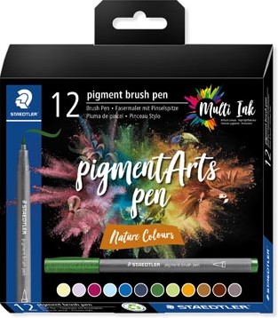 Staedtler pigment brushpen - set 12 nature colours