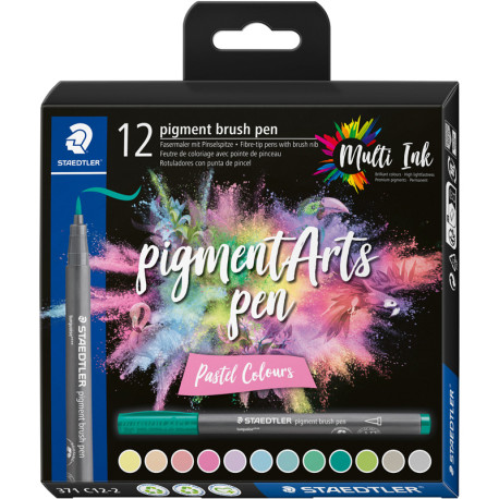Staedtler pigment- set 12 brushpen pastel colours