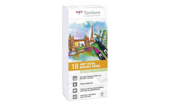 Tombow dual brush pen set 18 pastel