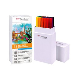 Tombow dual brush pen set 18 secondary colours