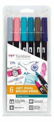 Tombow dual brush pen set 6 vintage