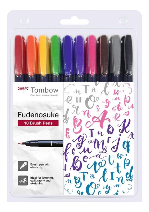 Tombow Fudenosuke 10 brush pens