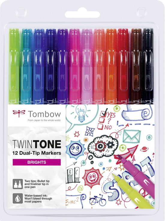 Tombow Twintone - set 12 brights