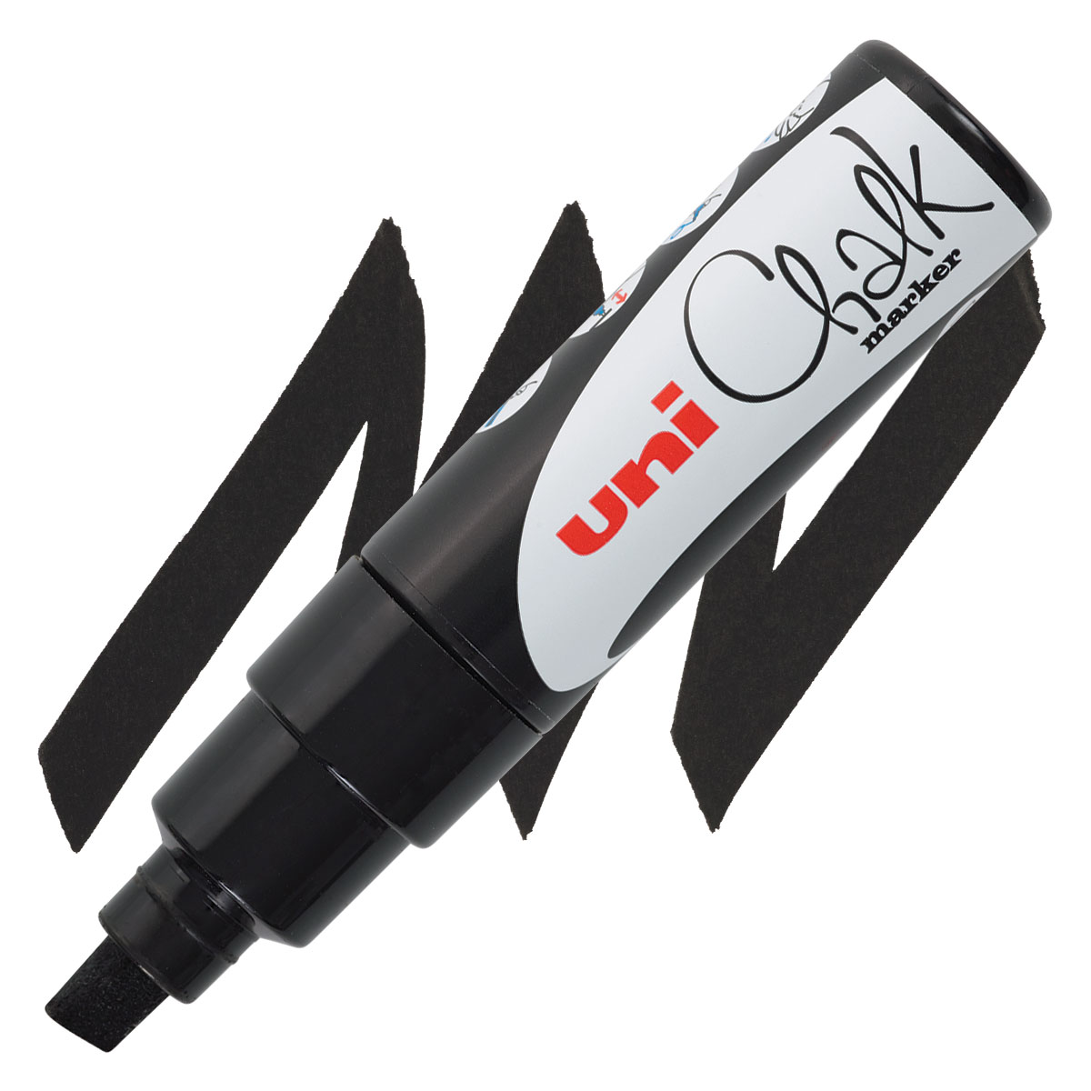 Uni-ball chalk krijtmarker met schuine punt - 8K zwart