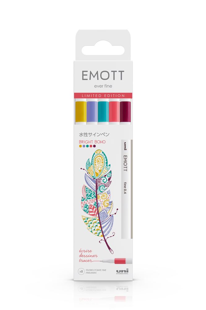 UNI Emott fineliner 0.4 - set bright boho