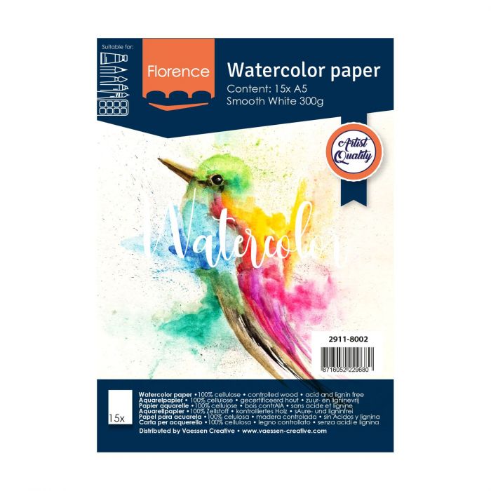 Vaessen Creative Florence watercolor paper - A5 300gr smooth white