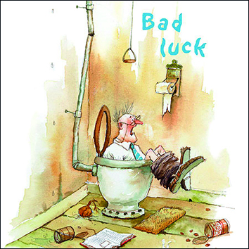 Wenskaart blic Marius van Dokkum - Bad Luck - 12 x 12