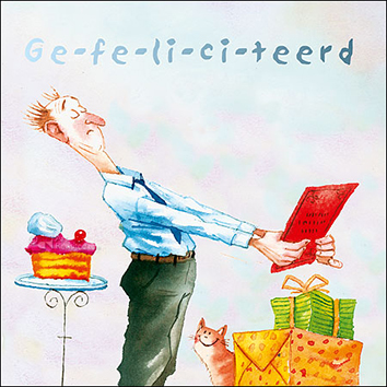 Wenskaart blic Marius van Dokkum - ge-fe-li-ci-teerd - 12 x 12