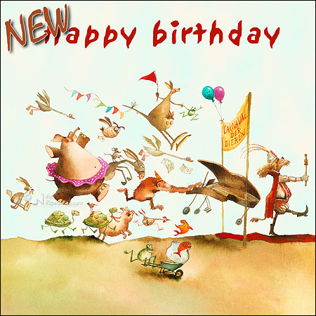 Wenskaart blic Marius van Dokkum - Happy Birthday 1 - 12 x 12