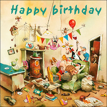 Wenskaart blic Marius van Dokkum - Happy Birthday 4 - 12 x 12