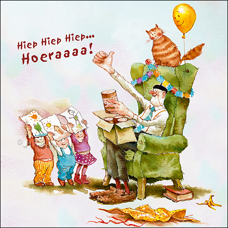 Wenskaart blic Marius van Dokkum - Hiep hiep hoeraaaa - 12 x 12